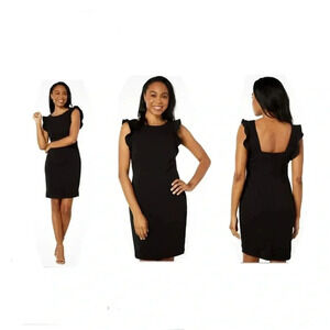 Calvin Klein Black Ruffle Sleeve Dress Size 6